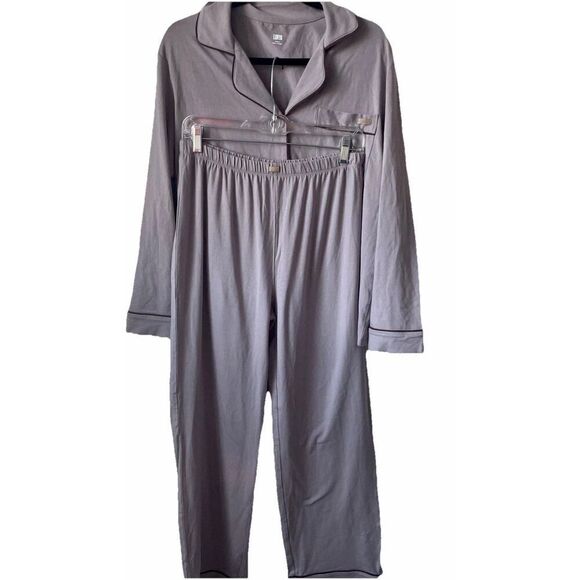 New Lunya Slumberknit Essential Button Down Pant Set /Pajamas  Medium Burgundy - Picture 6 of 10